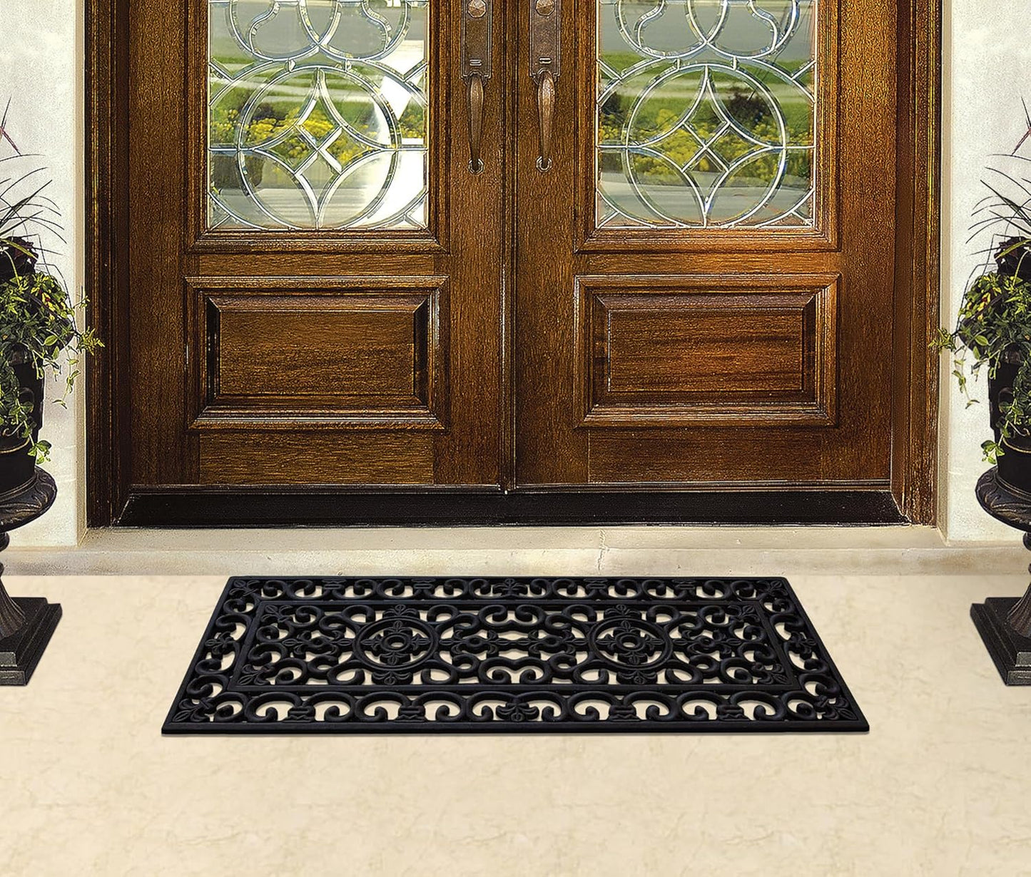 A1HC Indoor Outdoor Floor Mat 18x48, Natural Rubber Entryway Doormat, Dirt Shoe Scraper Floormat