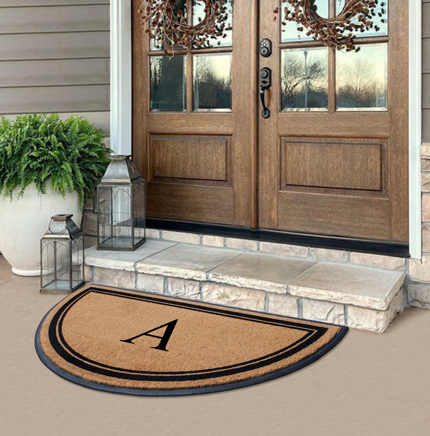 A1HC Natural Coir & Rubber Hand Flocked Large Monogrammed Door Mat 36" X 72" Thick Durable Doormats