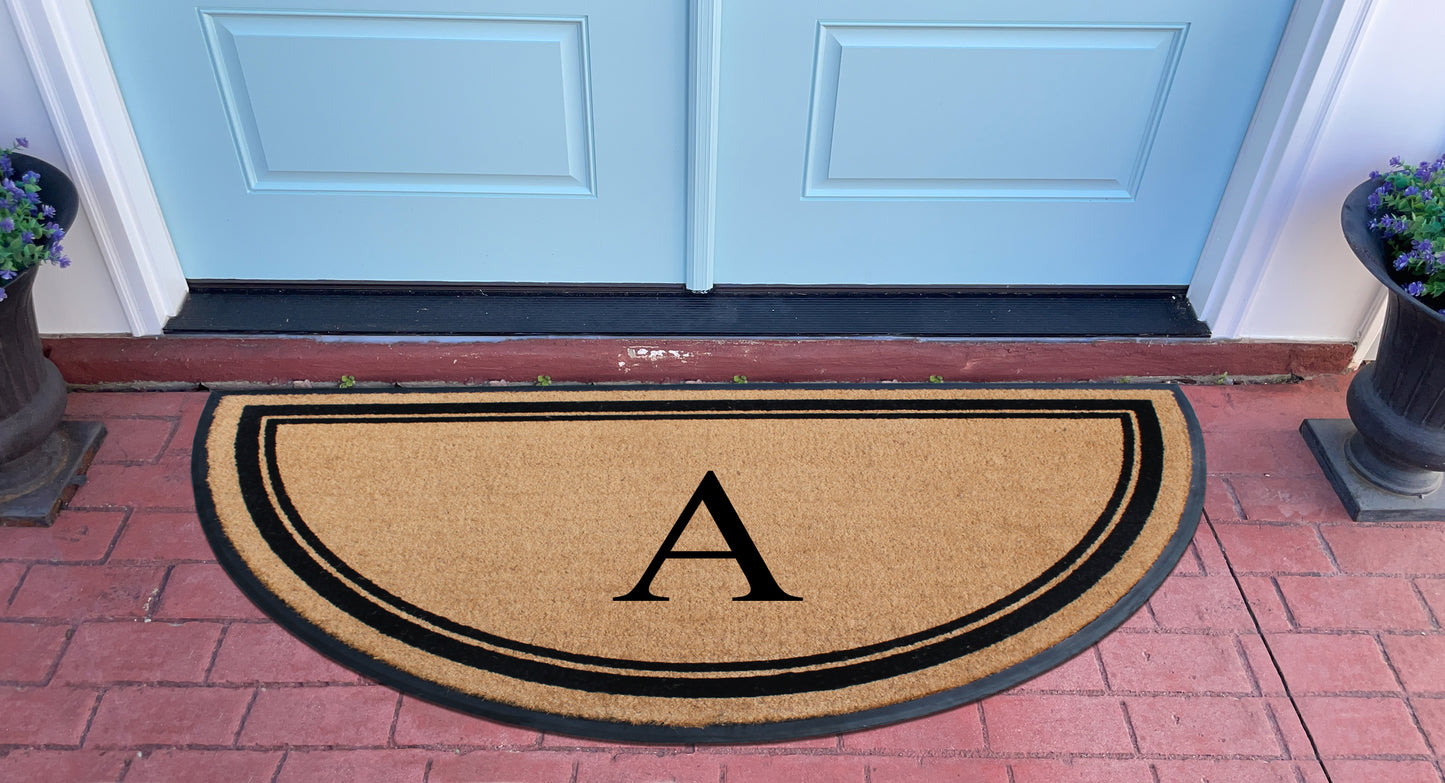 A1HC Natural Coir & Rubber Hand Flocked Large Monogrammed Door Mat 36" X 72" Thick Durable Doormats