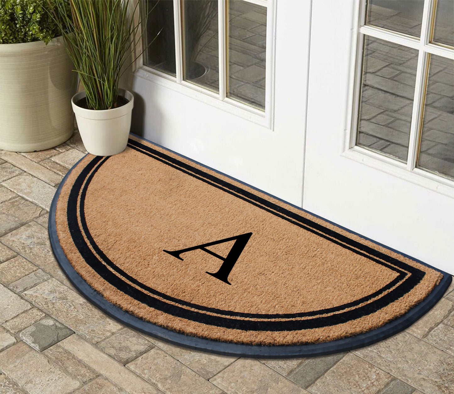 A1HC Natural Coir & Rubber Hand Flocked Large Monogrammed Door Mat 36" X 72" Thick Durable Doormats
