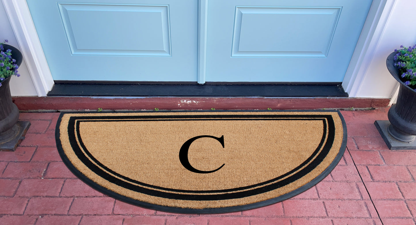A1HC Natural Coir & Rubber Hand Flocked Large Monogrammed Door Mat 36" X 72" Thick Durable Doormats
