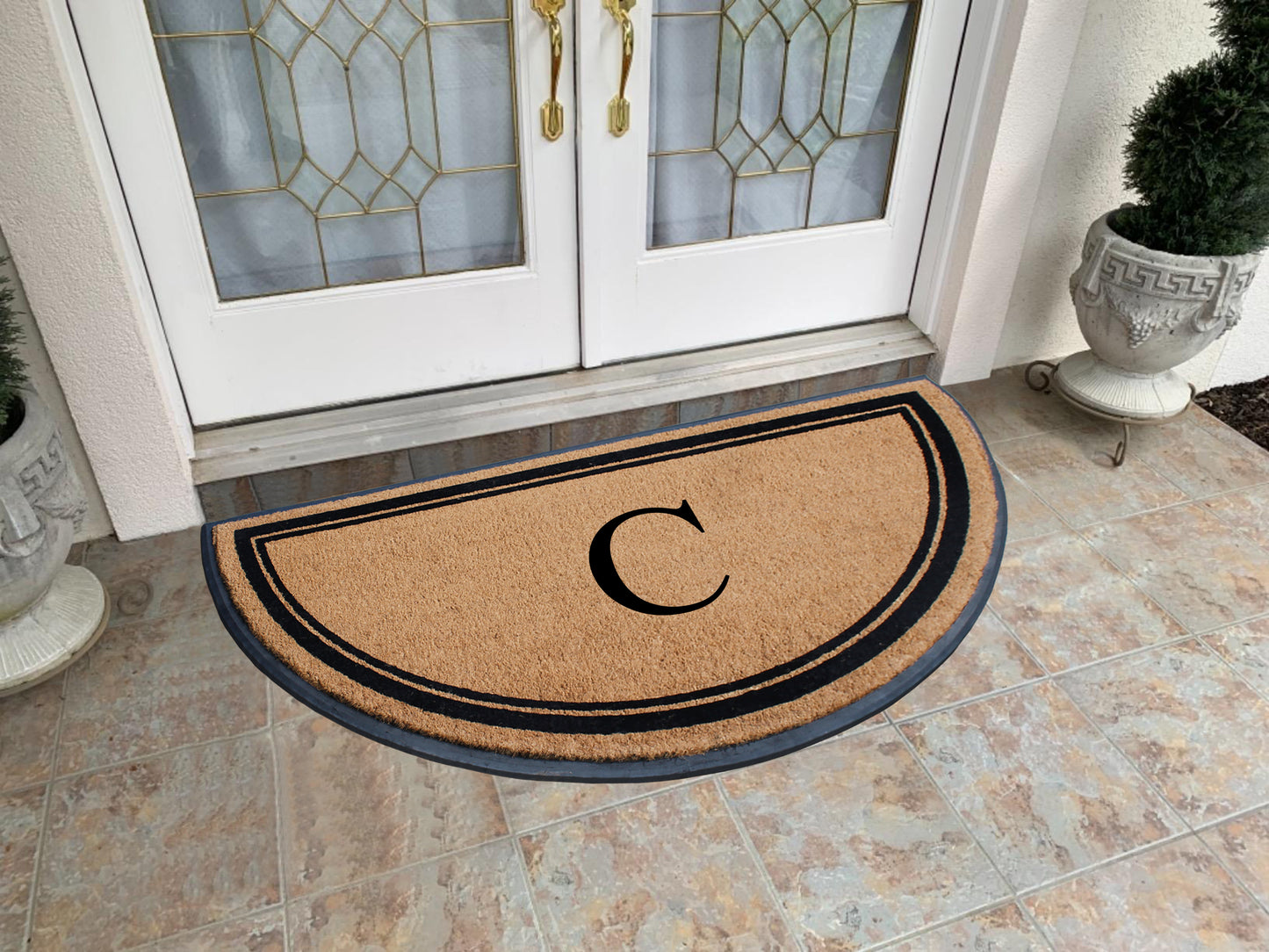 A1HC Natural Coir & Rubber Hand Flocked Large Monogrammed Door Mat 36" X 72" Thick Durable Doormats