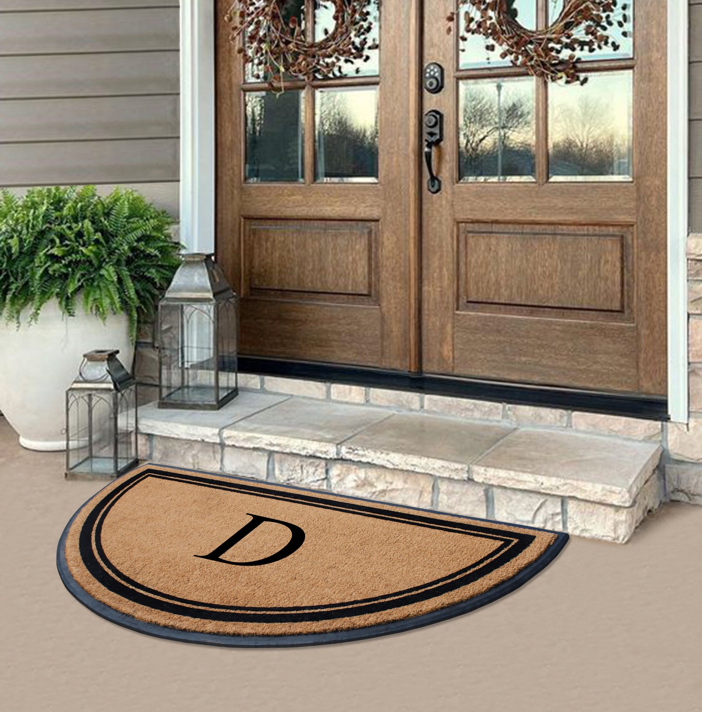 A1HC Natural Coir & Rubber Hand Flocked Large Monogrammed Door Mat 36" X 72" Thick Durable Doormats