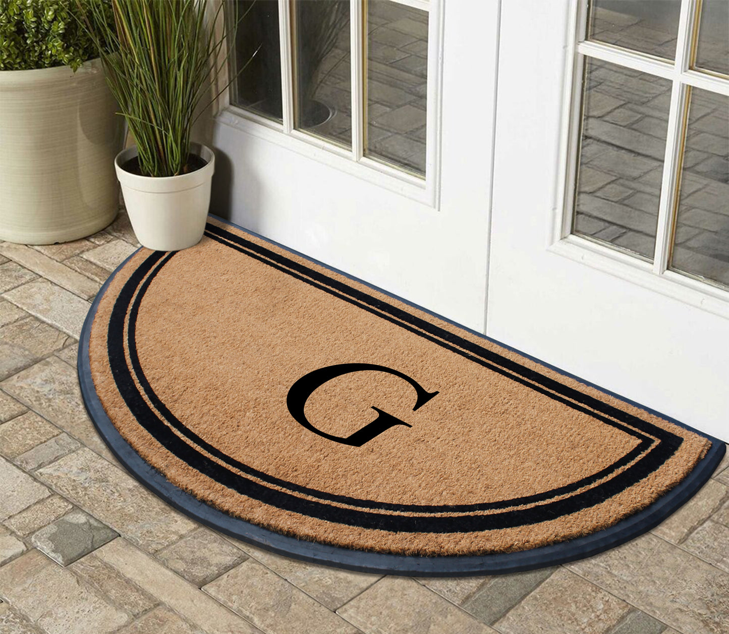 A1HC Natural Coir & Rubber Hand Flocked Large Monogrammed Door Mat 36" X 72" Thick Durable Doormats