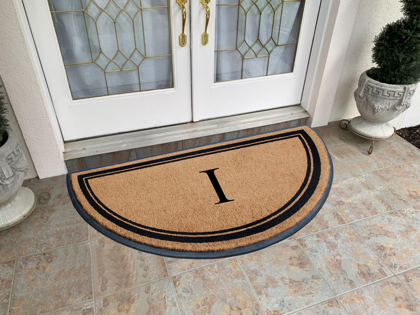 A1HC Natural Coir & Rubber Hand Flocked Large Monogrammed Door Mat 36" X 72" Thick Durable Doormats