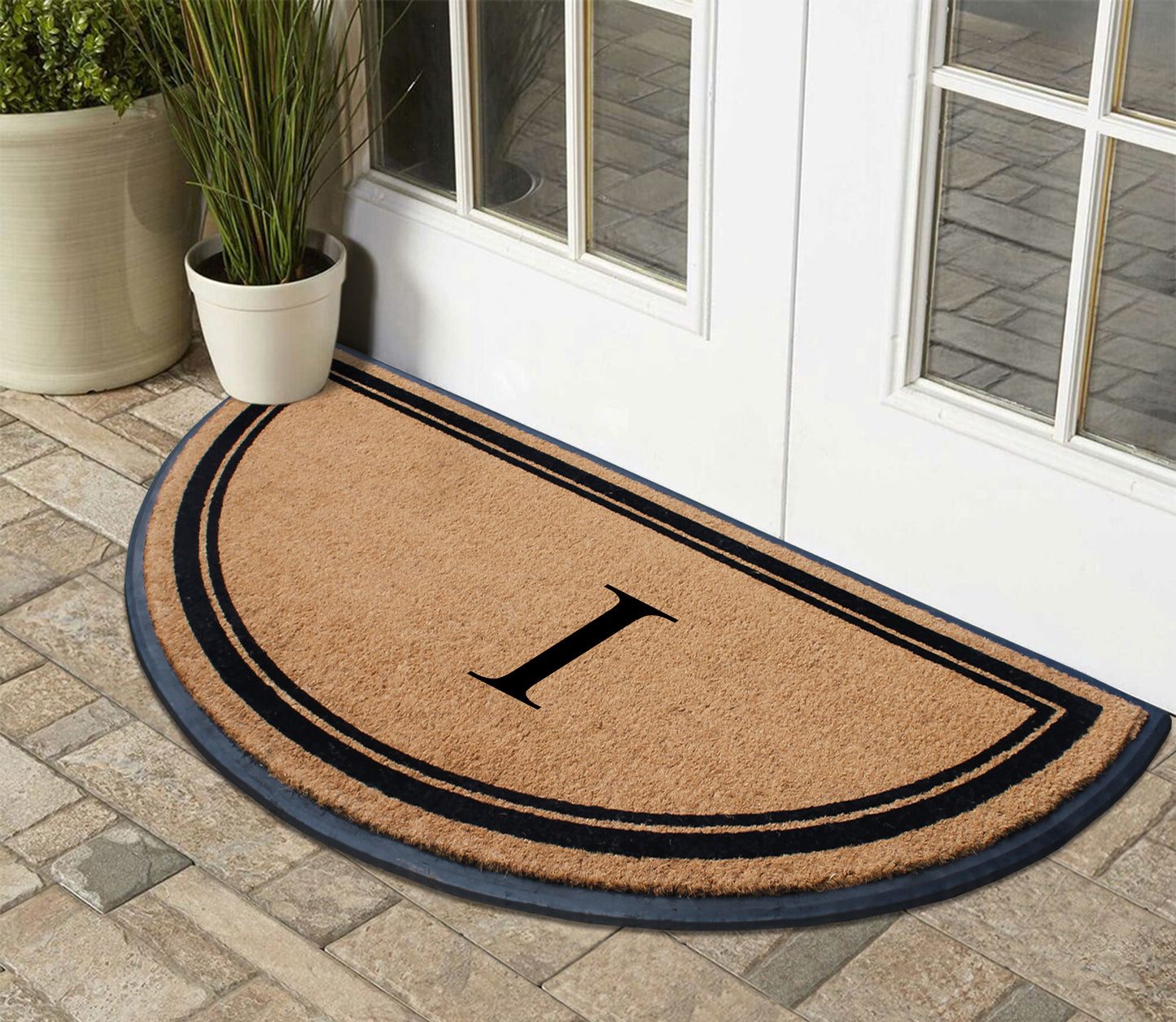 A1HC Natural Coir & Rubber Hand Flocked Large Monogrammed Door Mat 36" X 72" Thick Durable Doormats