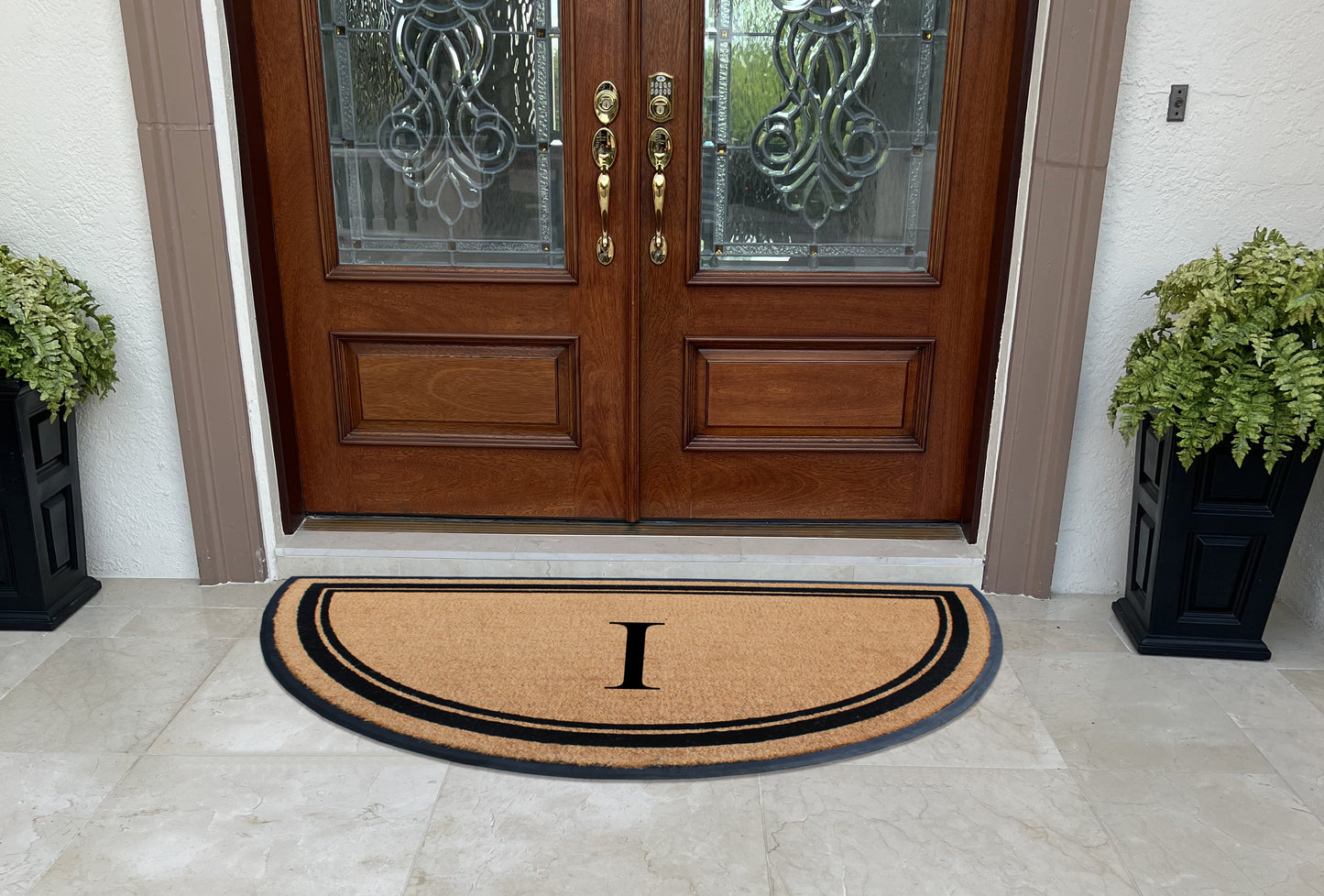 A1HC Natural Coir & Rubber Hand Flocked Large Monogrammed Door Mat 36" X 72" Thick Durable Doormats