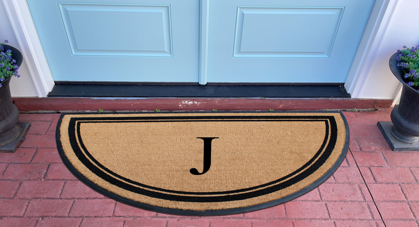 A1HC Natural Coir & Rubber Hand Flocked Large Monogrammed Door Mat 36" X 72" Thick Durable Doormats