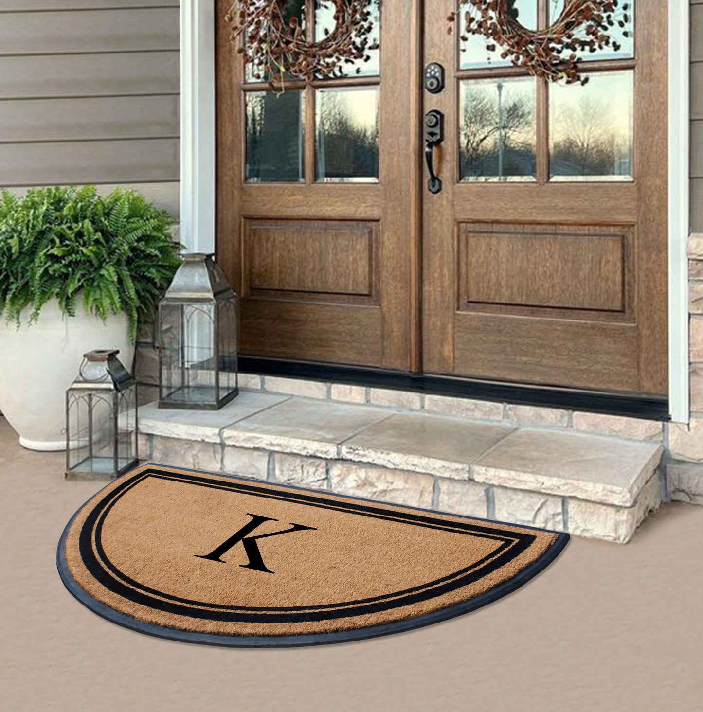 A1HC Natural Coir & Rubber Hand Flocked Large Monogrammed Door Mat 36" X 72" Thick Durable Doormats