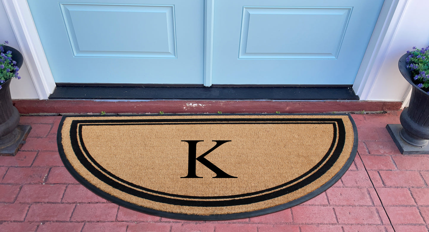 A1HC Natural Coir & Rubber Hand Flocked Large Monogrammed Door Mat 36" X 72" Thick Durable Doormats