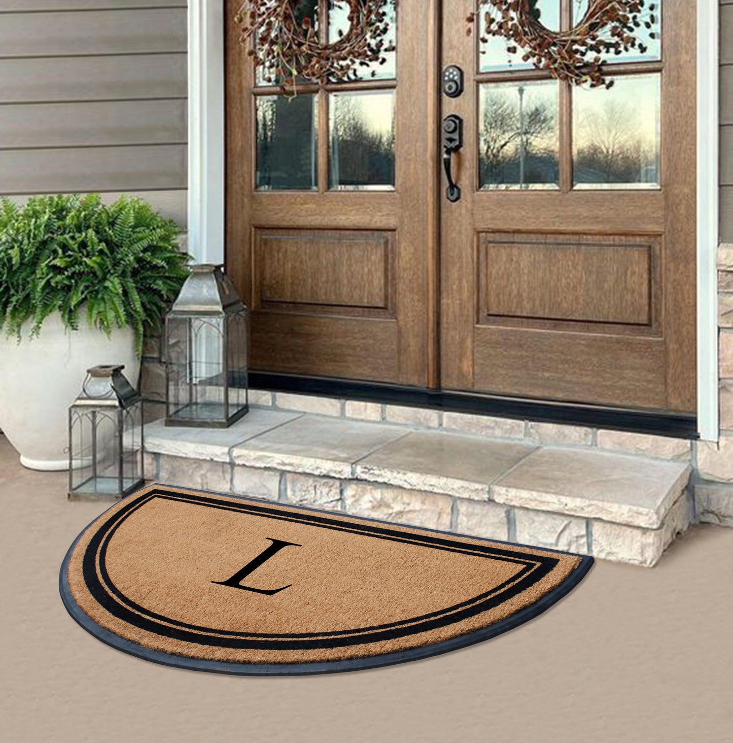 A1HC Natural Coir & Rubber Hand Flocked Large Monogrammed Door Mat 36" X 72" Thick Durable Doormats