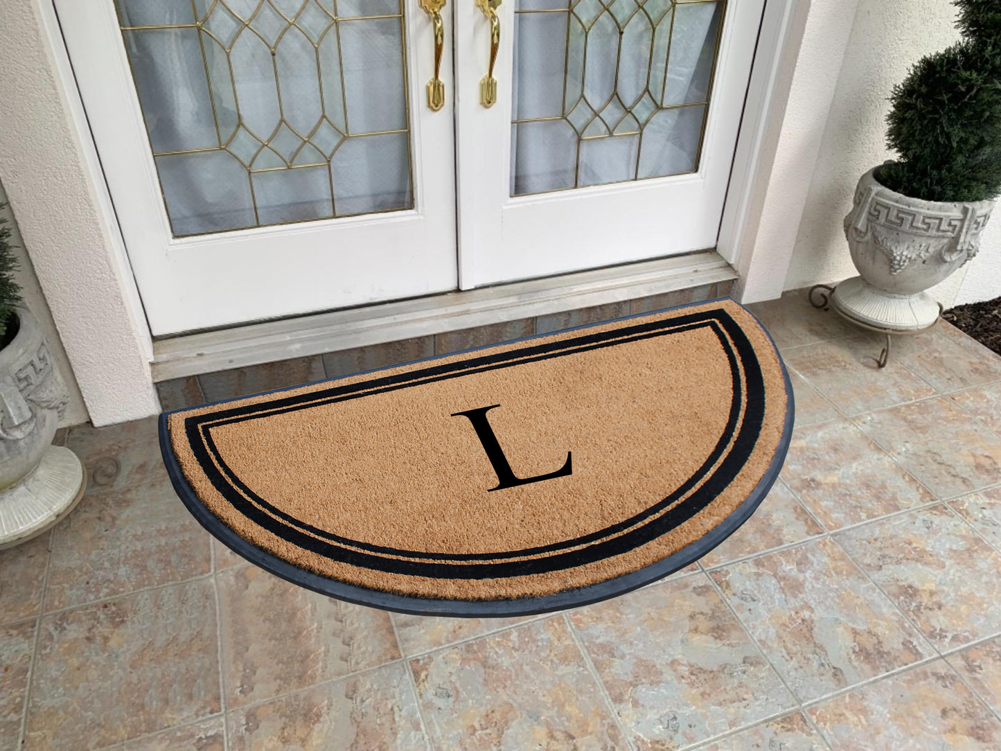 A1HC Natural Coir & Rubber Hand Flocked Large Monogrammed Door Mat 36" X 72" Thick Durable Doormats