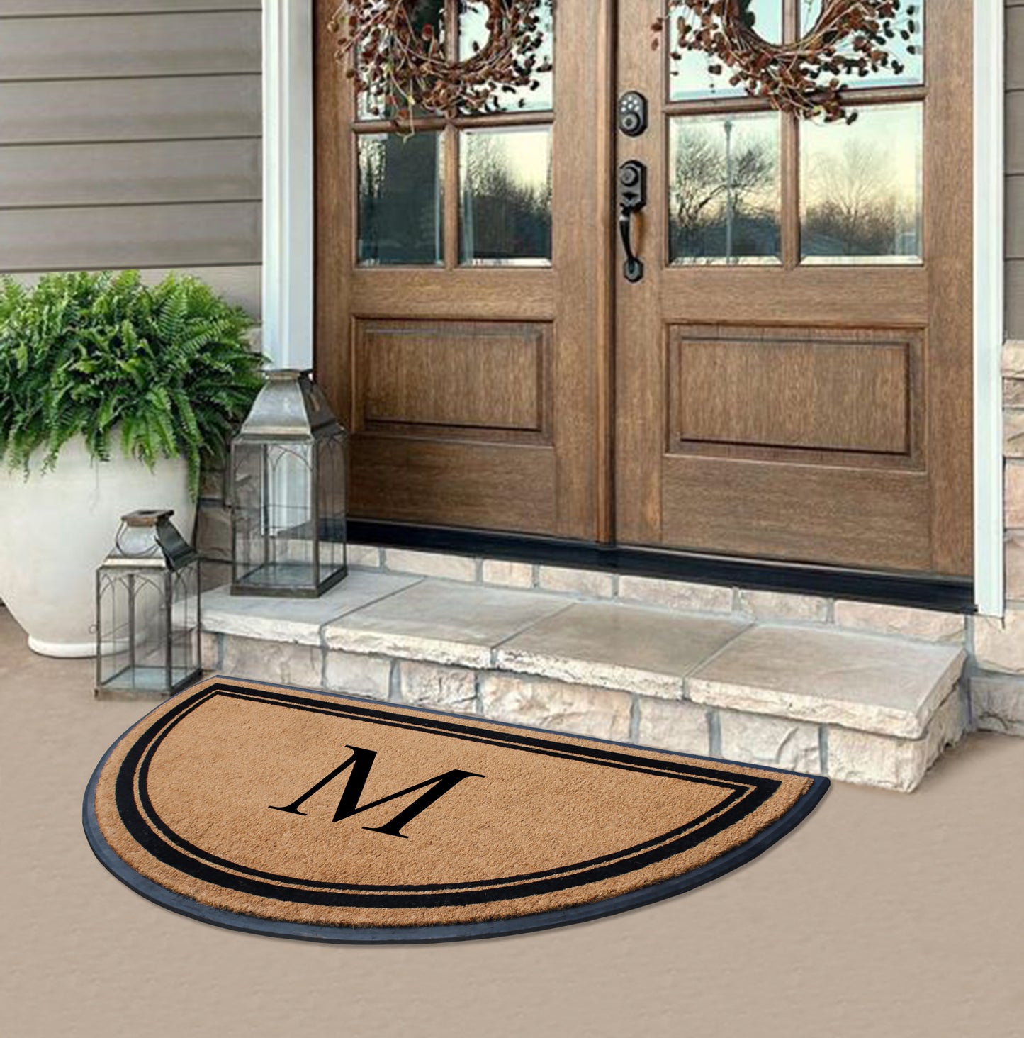 A1HC Natural Coir & Rubber Hand Flocked Large Monogrammed Door Mat 36" X 72" Thick Durable Doormats