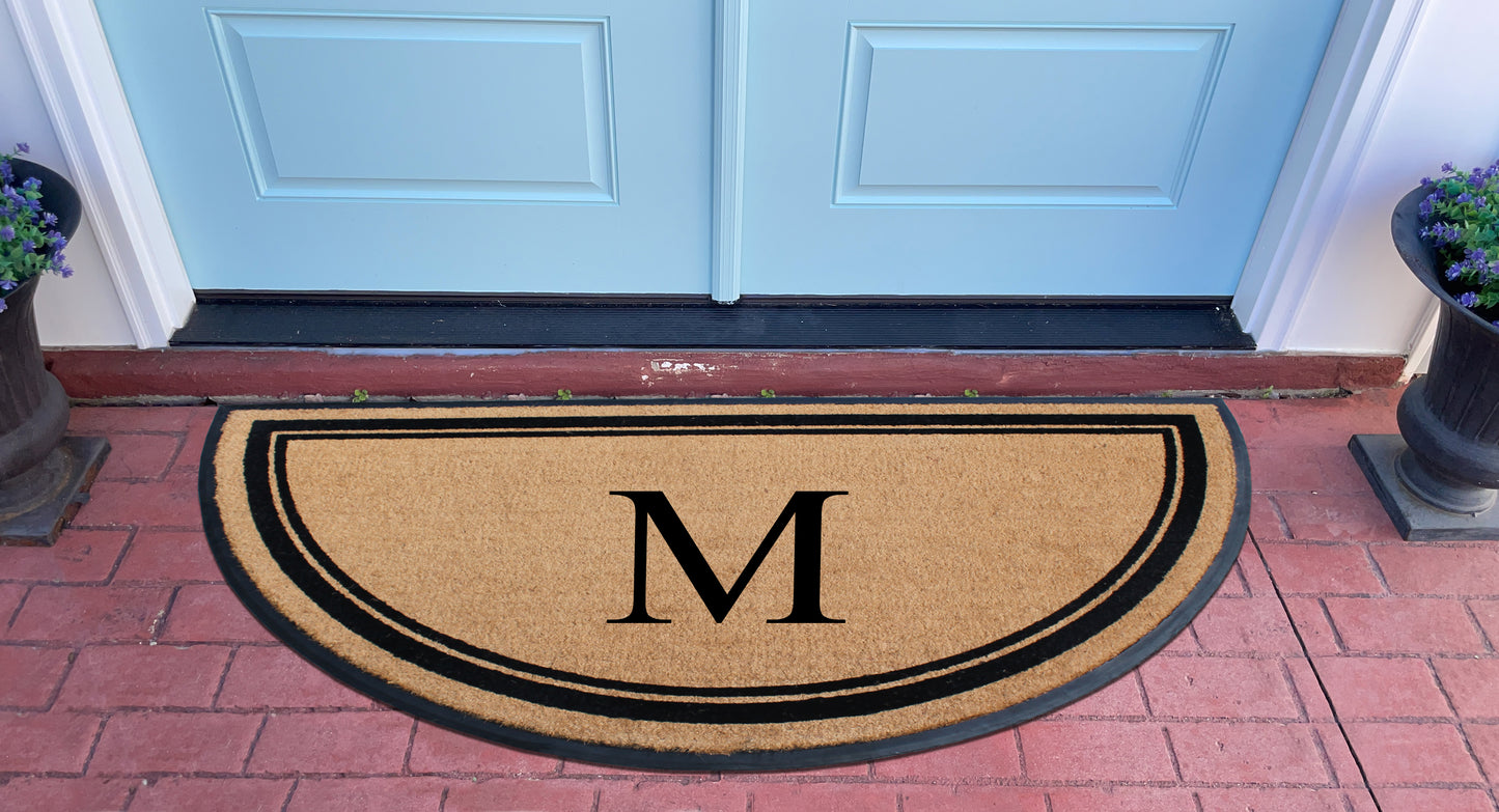 A1HC Natural Coir & Rubber Hand Flocked Large Monogrammed Door Mat 36" X 72" Thick Durable Doormats