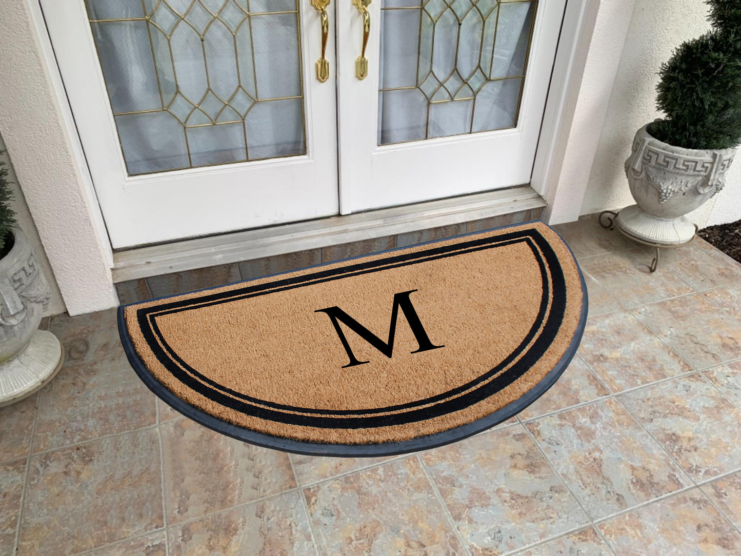A1HC Natural Coir & Rubber Hand Flocked Large Monogrammed Door Mat 36" X 72" Thick Durable Doormats