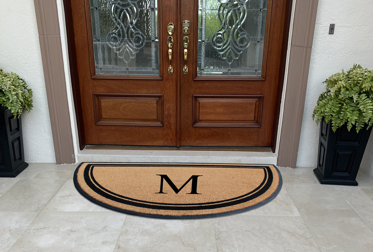 A1HC Natural Coir & Rubber Hand Flocked Large Monogrammed Door Mat 36" X 72" Thick Durable Doormats
