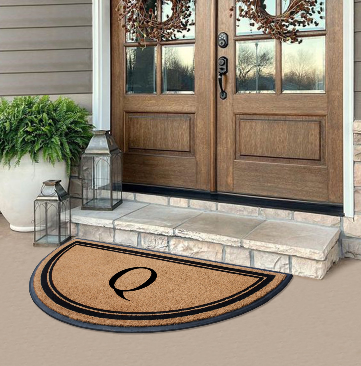 A1HC Natural Coir & Rubber Hand Flocked Large Monogrammed Door Mat 36" X 72" Thick Durable Doormats
