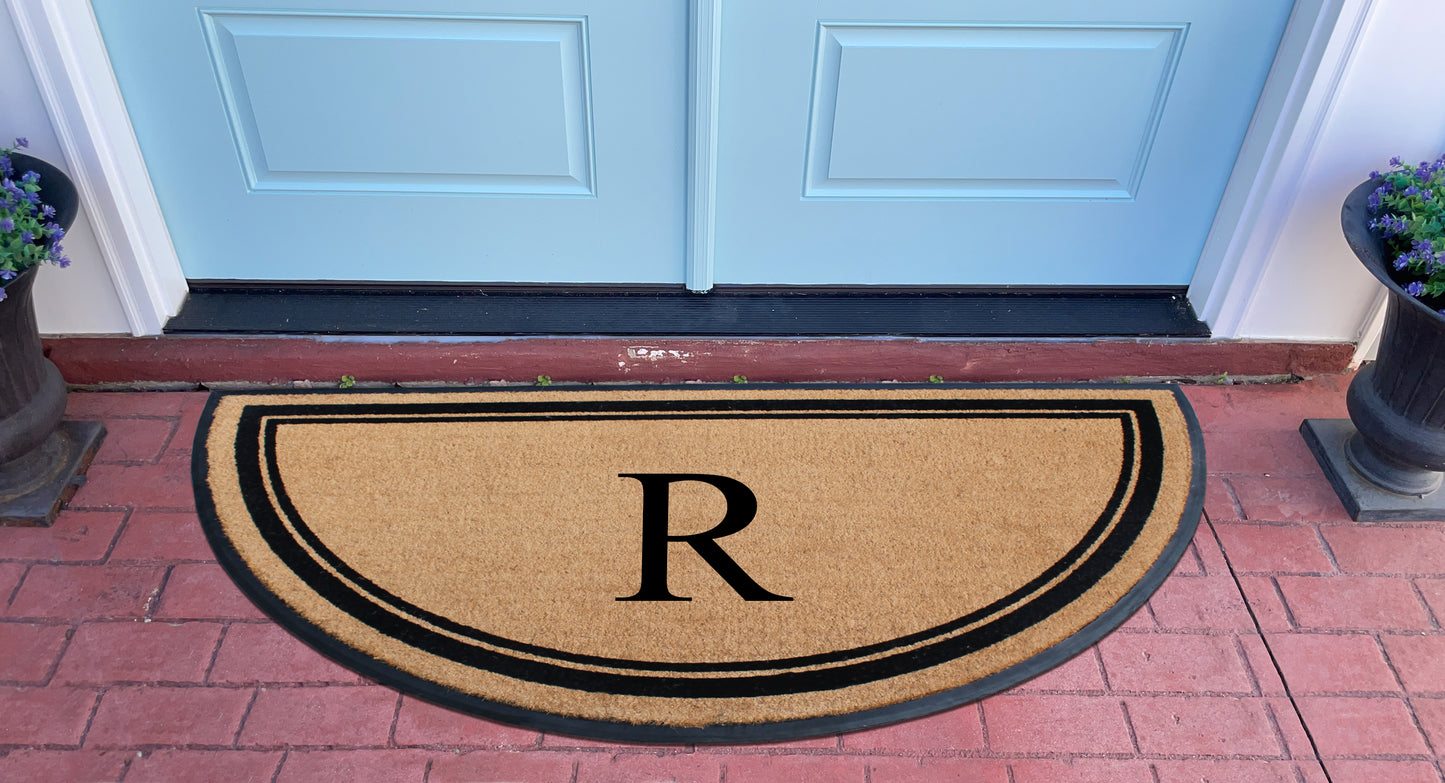 A1HC Natural Coir & Rubber Hand Flocked Large Monogrammed Door Mat 36" X 72" Thick Durable Doormats