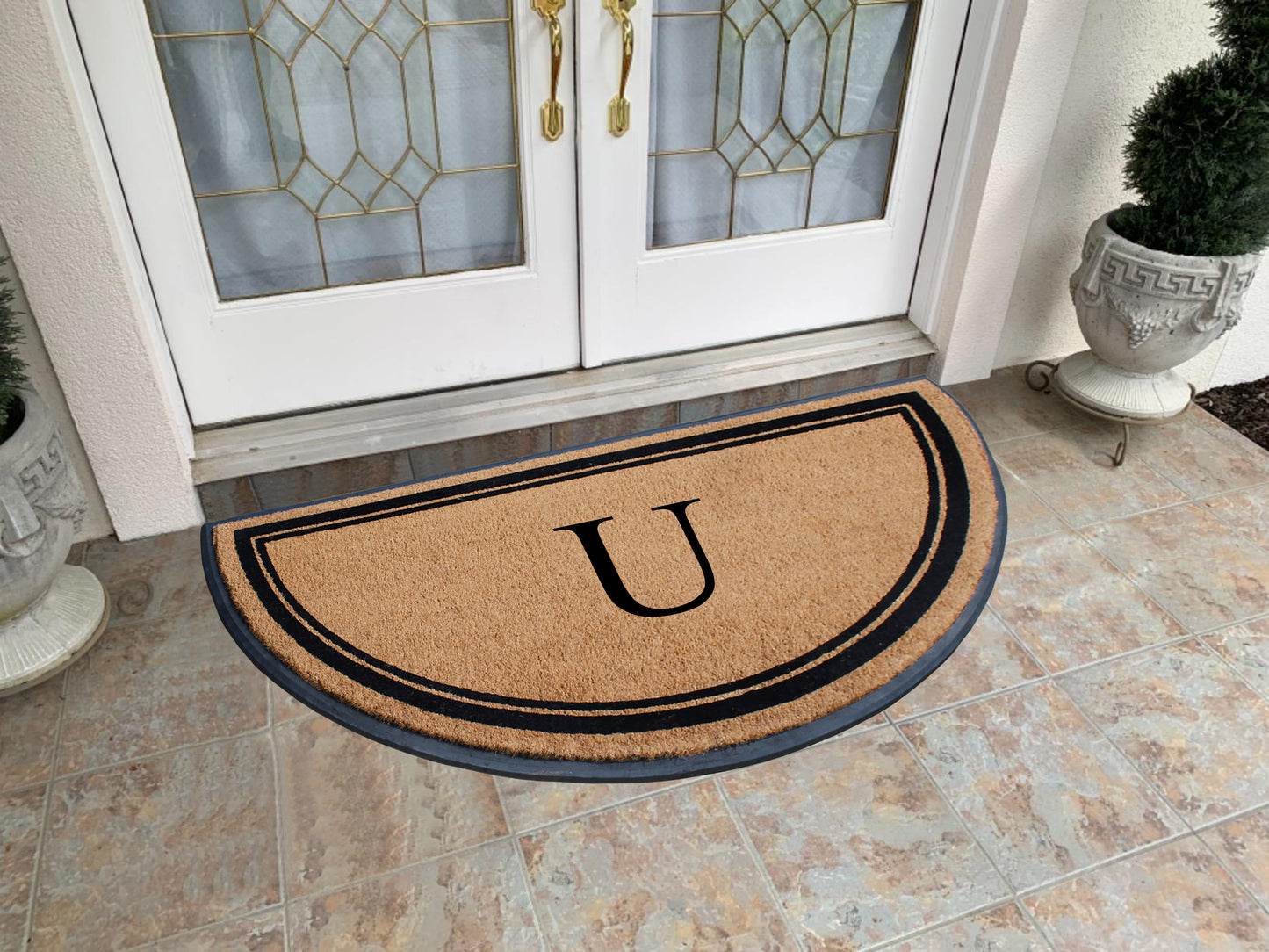 A1HC Natural Coir & Rubber Hand Flocked Large Monogrammed Door Mat 36" X 72" Thick Durable Doormats