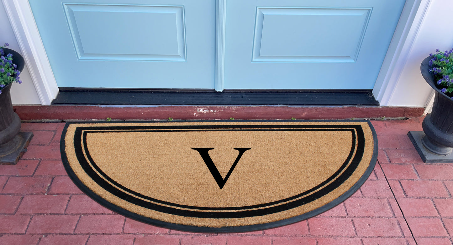 A1HC Natural Coir & Rubber Hand Flocked Large Monogrammed Door Mat 36" X 72" Thick Durable Doormats