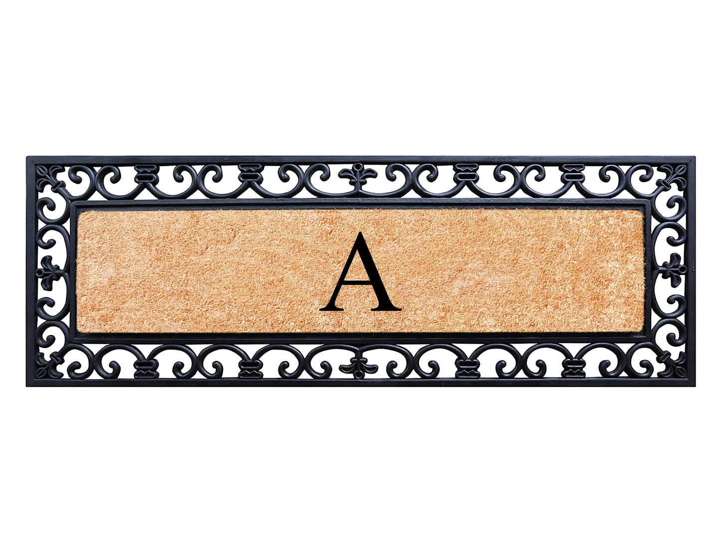 A1HC Rubber Coir Doormat For Outdoor Entrance, Anti-Shed Treated Front Door Mat 18x48, Monogrammed