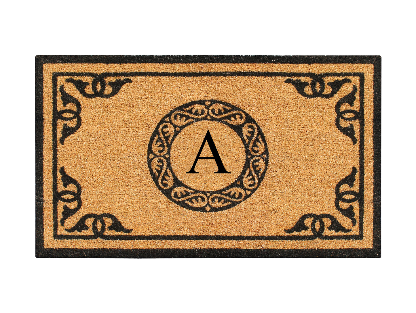 A1HC Natural Coir Door Mat 24x39, Anti-Shed Treated Durable Doormat for Outdoor Entrance Monogrammed