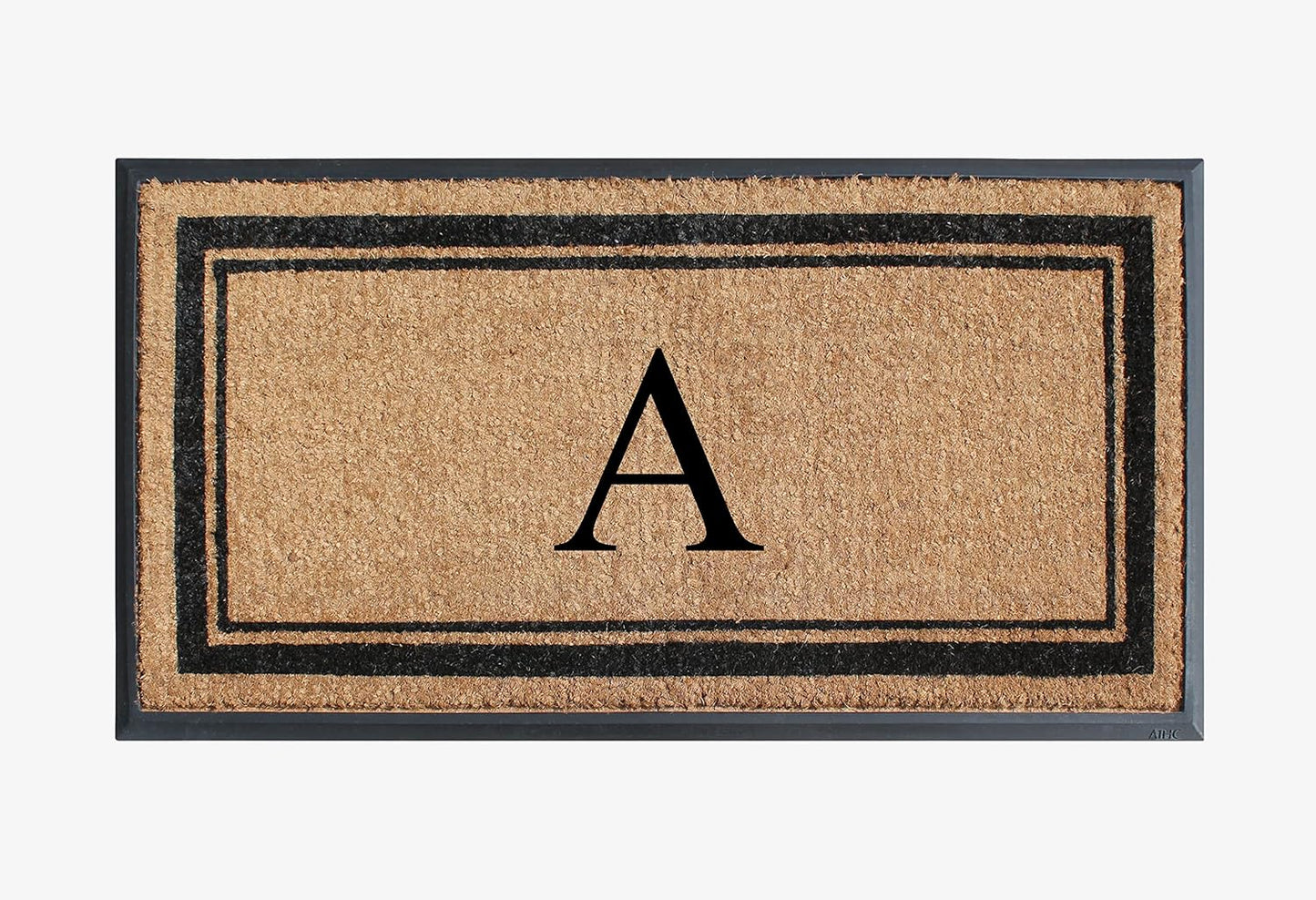 A1HC Natural Rubber Coir Outdoor Doormat 24x48 Monogrammed Anti-Shed Treated Durable Front Door Mat