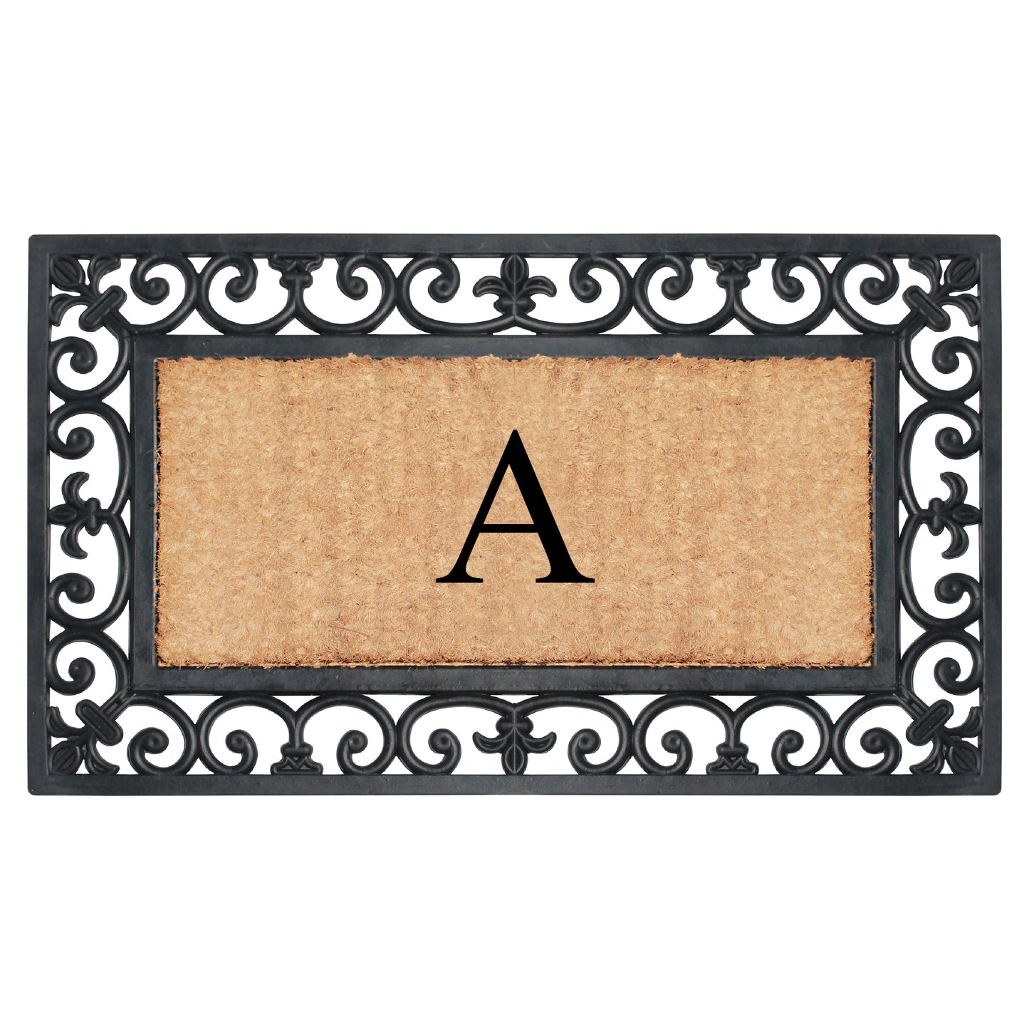 A1HC Natural Rubber & Coir 18x30, Monogrammed Doormat For Outdoor Entrance, Anti-Shed Treated Mat
