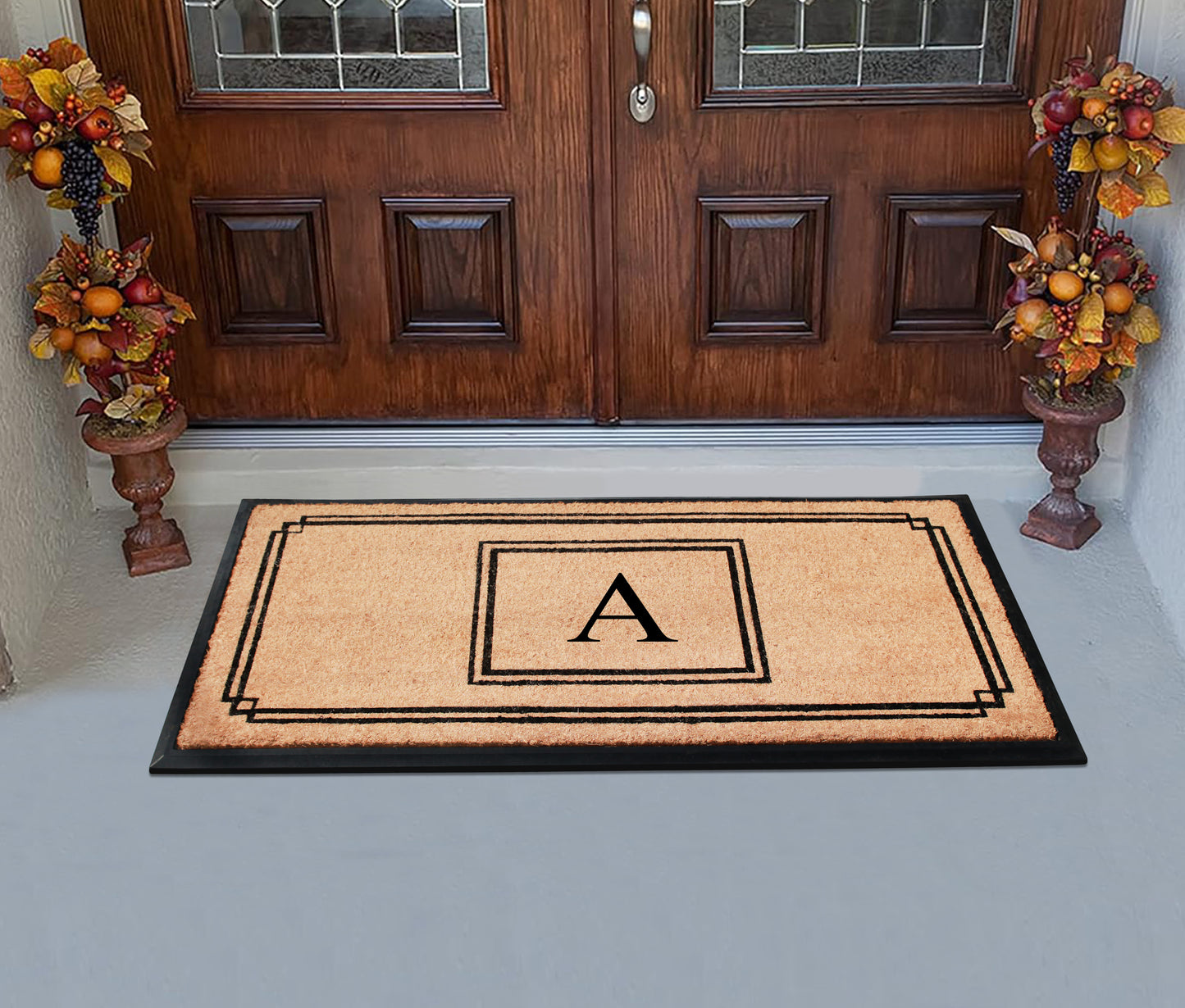 A1HC Natural Coir Monogrammed Heavy Duty Entrance Door Mat 24X48, Anti-Shed Treated Durable Doormat
