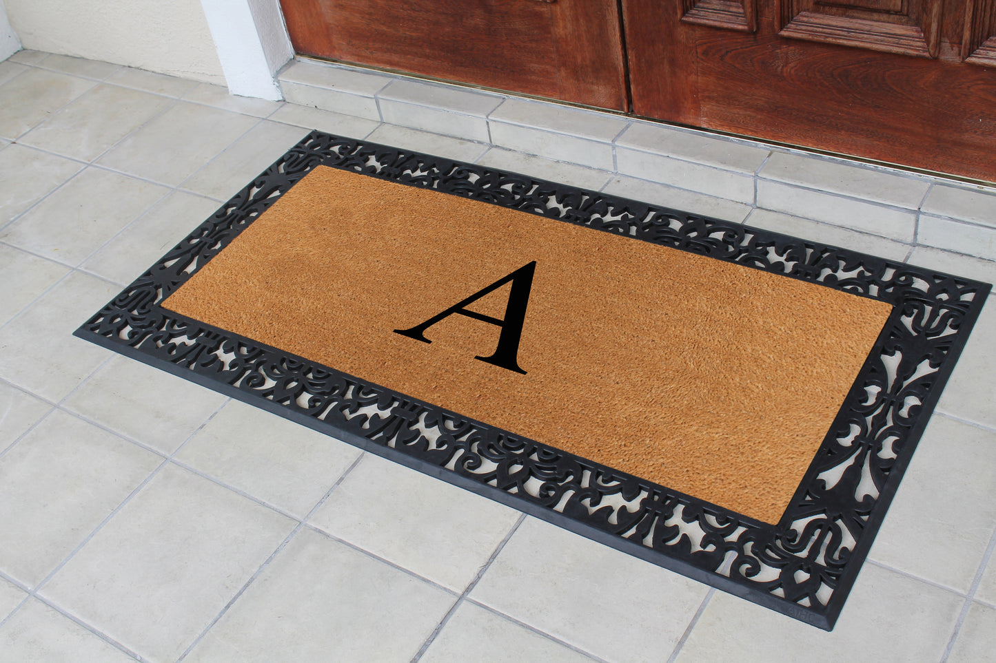 A1HC Natural Coir Monogrammed Outdoor Entrance Door Mat 30X60, Anti-Shed Treated Durable Doormat