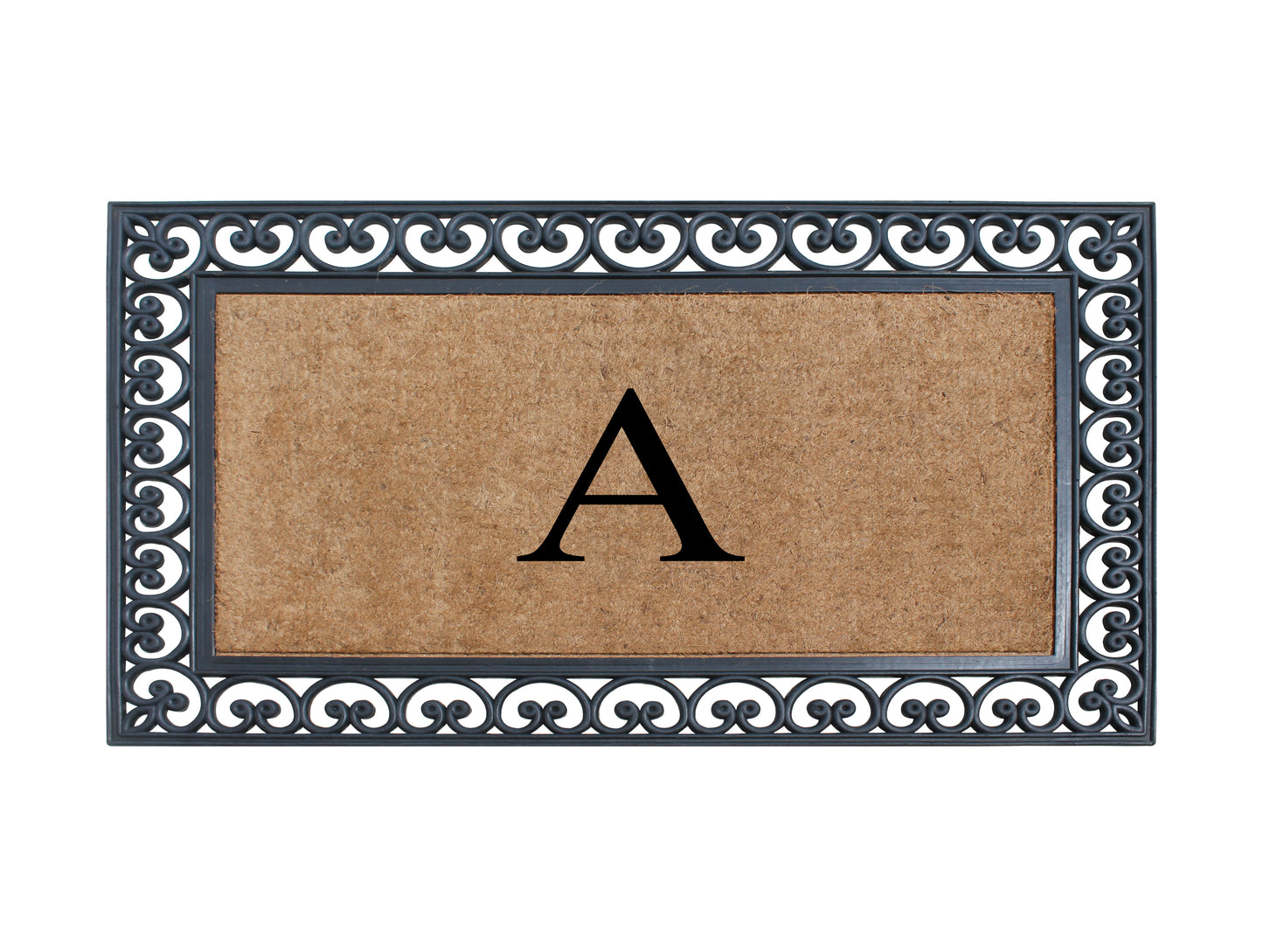 A1HC Natural Rubber & Coir 30x48, Monogrammed Doormat For Outdoor Entrance, Anti-Shed Treated Mat