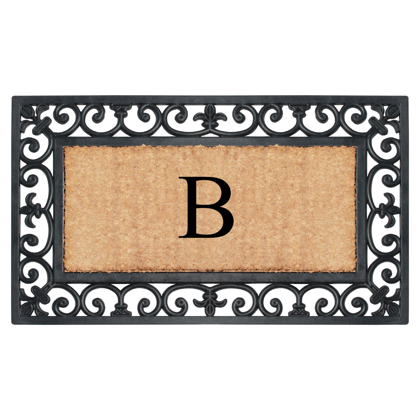 A1HC Natural Rubber & Coir 18x30, Monogrammed Doormat For Outdoor Entrance, Anti-Shed Treated Mat