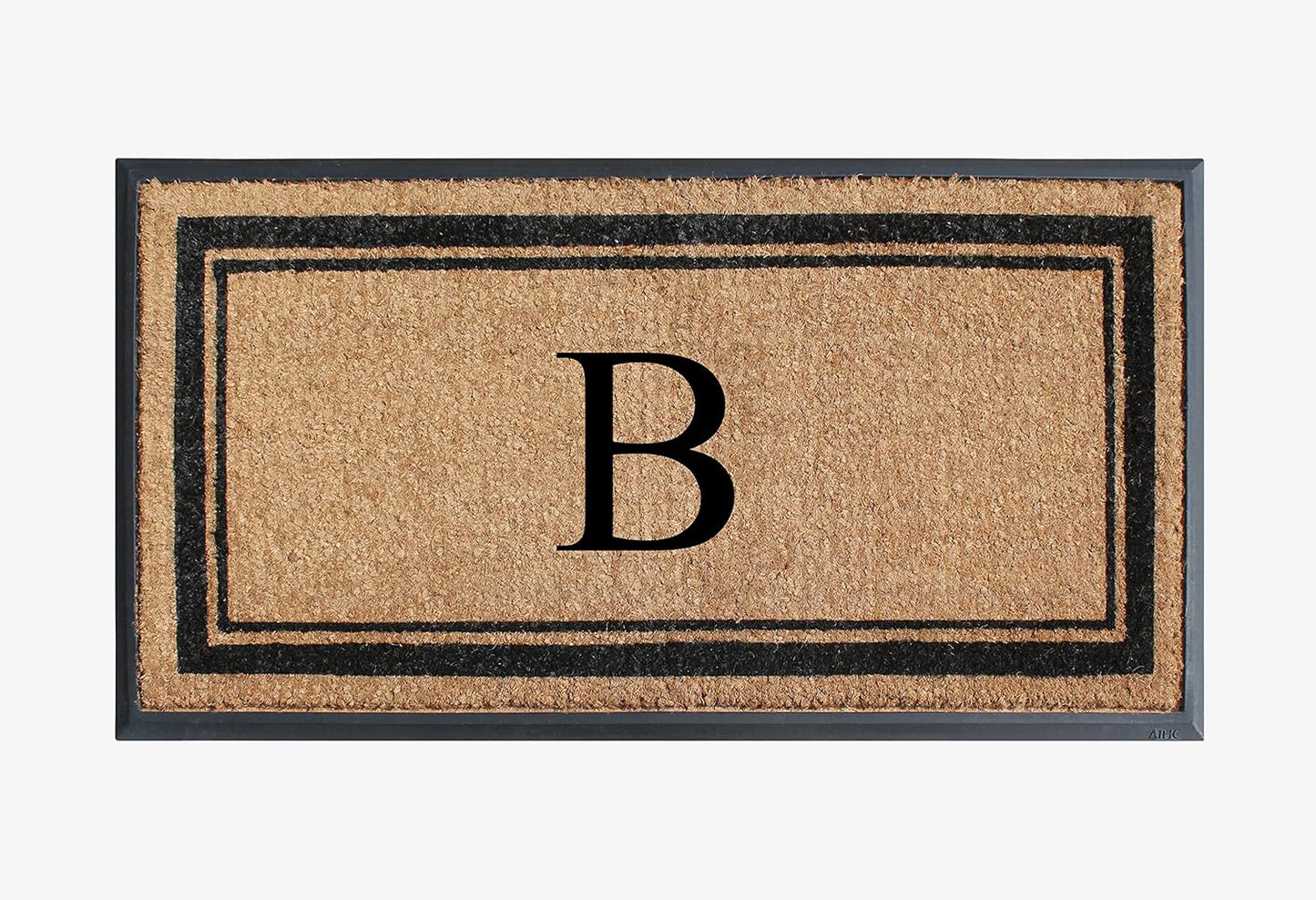 A1HC Natural Rubber Coir Outdoor Doormat 24x48 Monogrammed Anti-Shed Treated Durable Front Door Mat