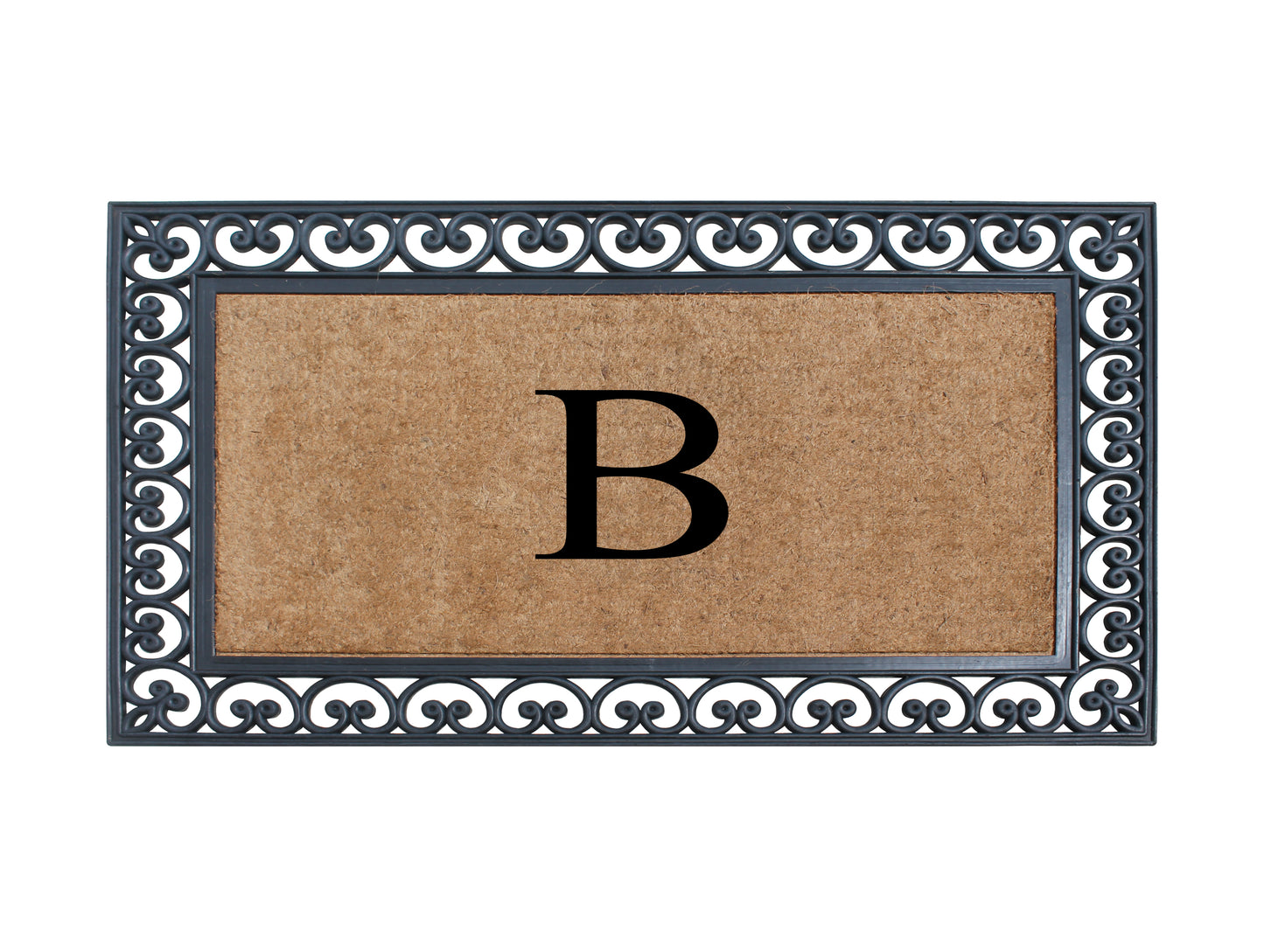 A1HC Natural Rubber & Coir 30x48, Monogrammed Doormat For Outdoor Entrance, Anti-Shed Treated Mat