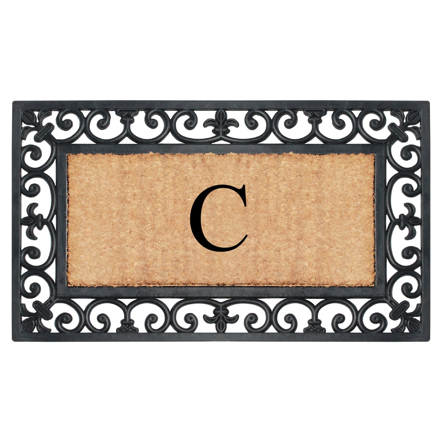 A1HC Natural Rubber & Coir 18x30, Monogrammed Doormat For Outdoor Entrance, Anti-Shed Treated Mat