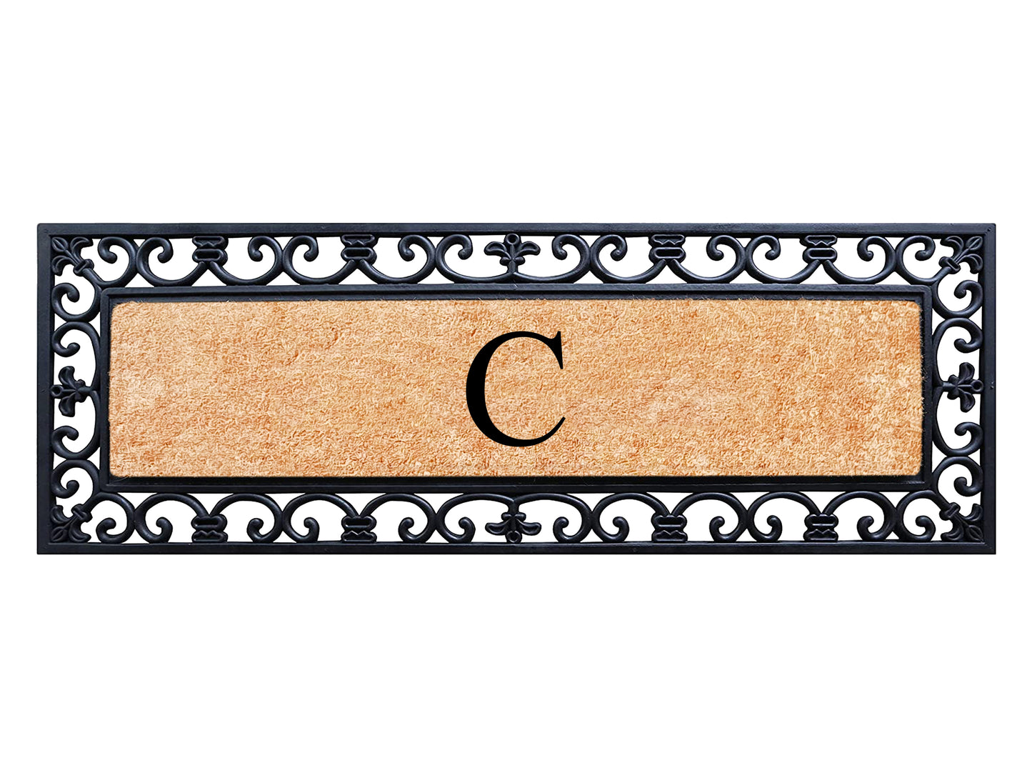 A1HC Rubber Coir Doormat For Outdoor Entrance, Anti-Shed Treated Front Door Mat 18x48, Monogrammed