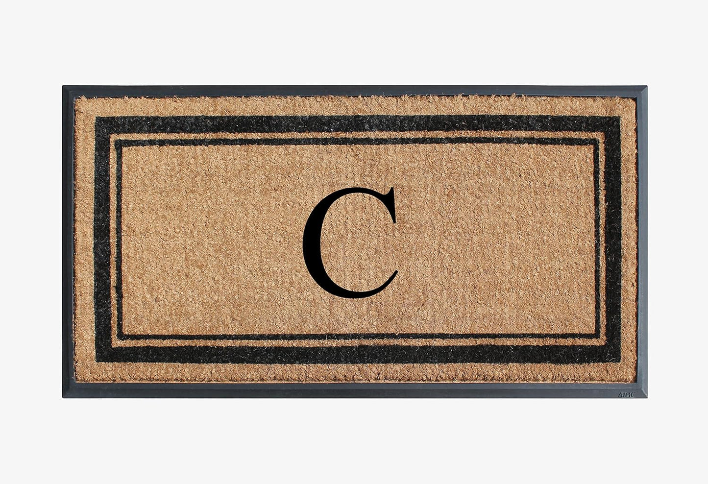 A1HC Natural Rubber Coir Outdoor Doormat 24x48 Monogrammed Anti-Shed Treated Durable Front Door Mat
