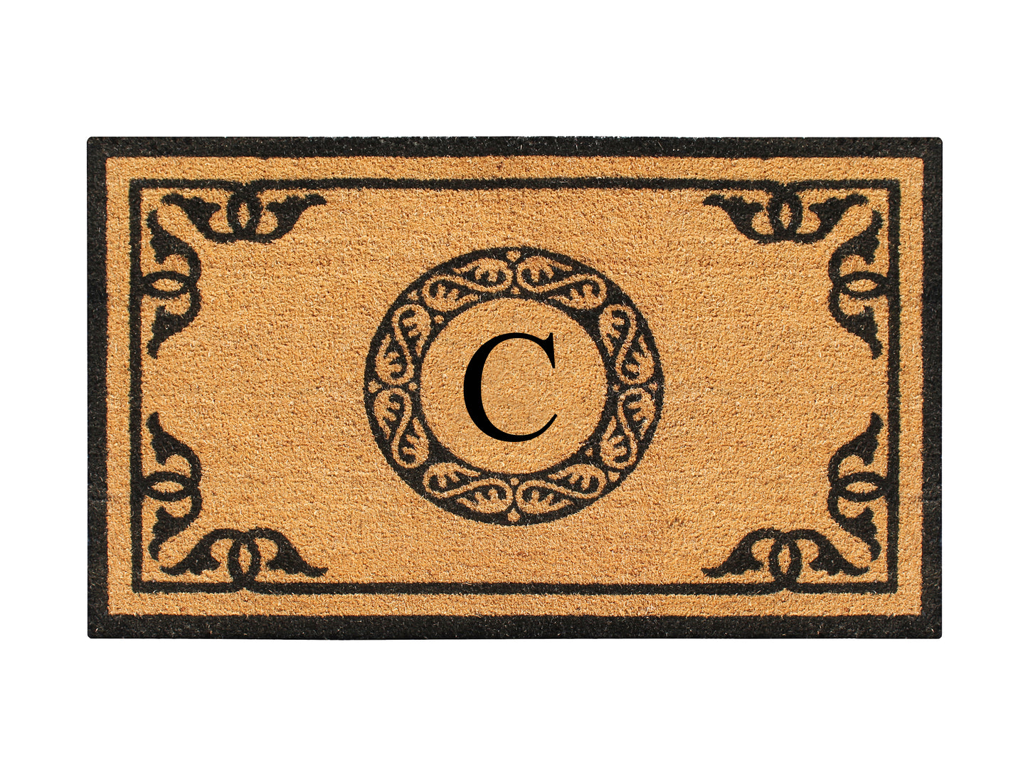 A1HC Natural Coir Door Mat 24x39, Anti-Shed Treated Durable Doormat for Outdoor Entrance Monogrammed