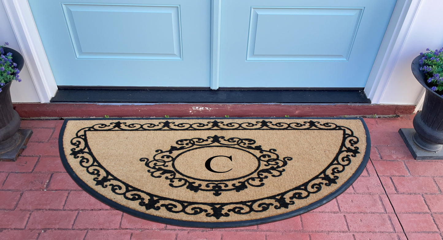 A1HC Natural Coir & Rubber Hand Flocked Large Monogrammed Thick Door Mat 36"x72" Entrance Doormats