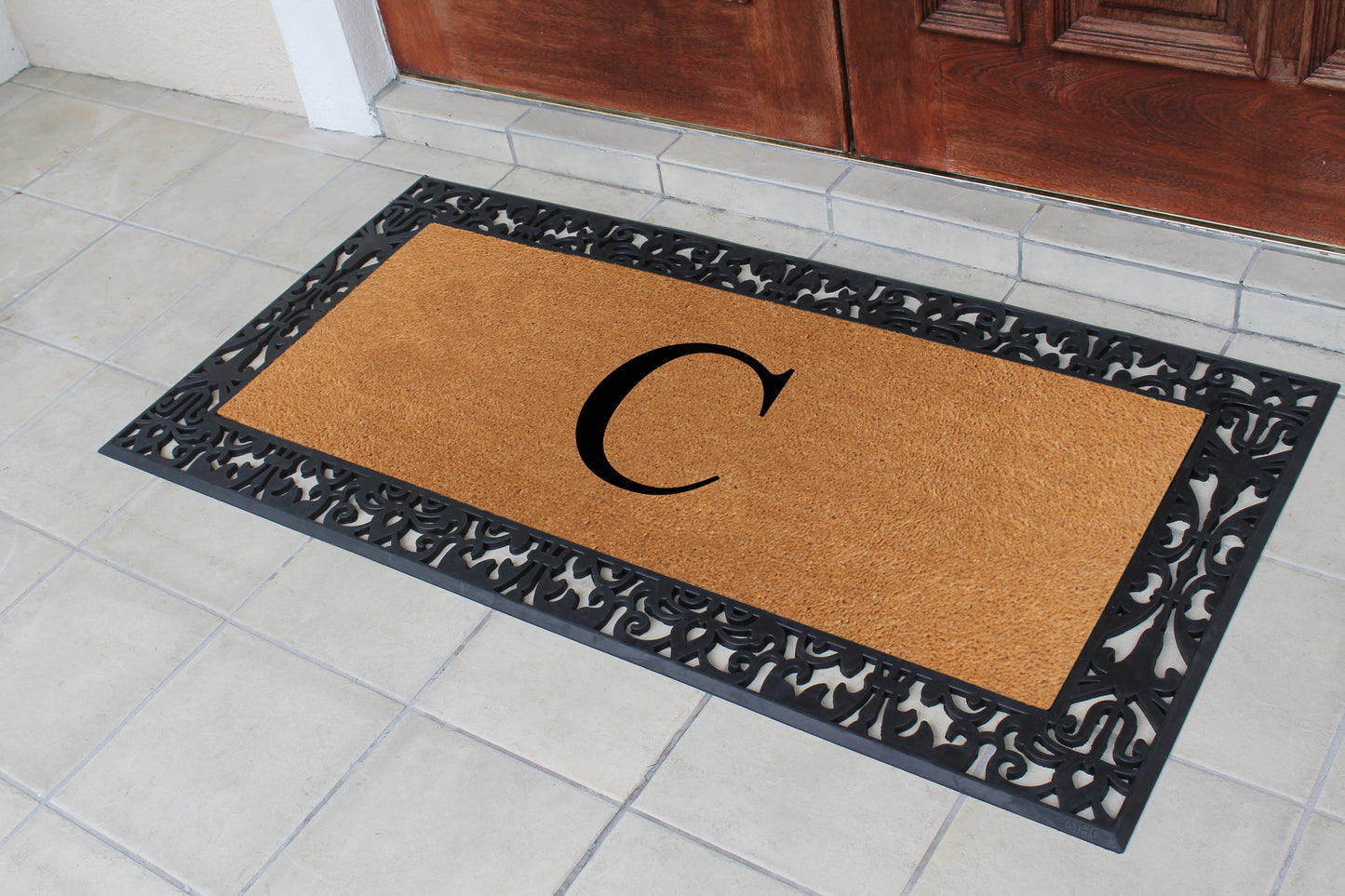 A1HC Natural Coir Monogrammed Outdoor Entrance Door Mat 30X60, Anti-Shed Treated Durable Doormat