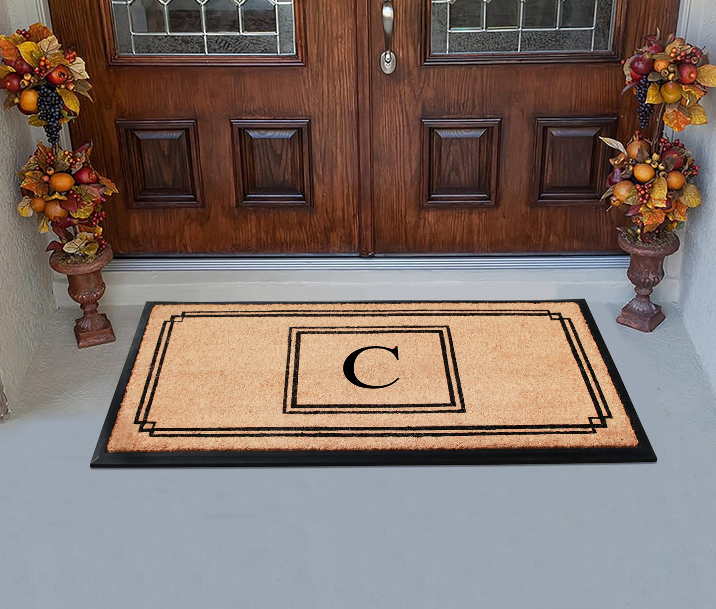 A1HC Natural Coir Monogrammed Heavy Duty Entrance Door Mat 24X48, Anti-Shed Treated Durable Doormat