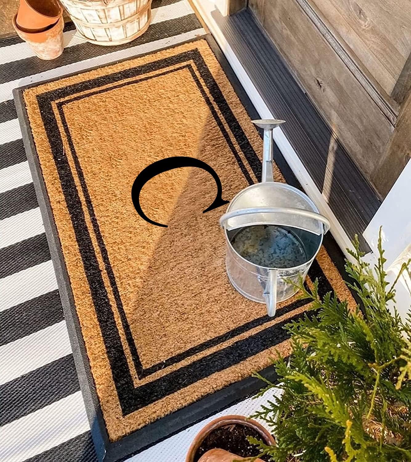 A1HC Natural Rubber Coir Outdoor Doormat 24x48 Monogrammed Anti-Shed Treated Durable Front Door Mat
