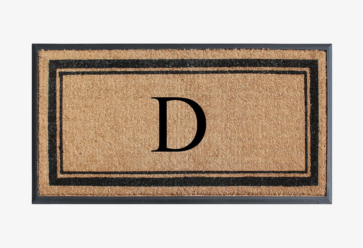 A1HC Natural Rubber Coir Outdoor Doormat 24x48 Monogrammed Anti-Shed Treated Durable Front Door Mat
