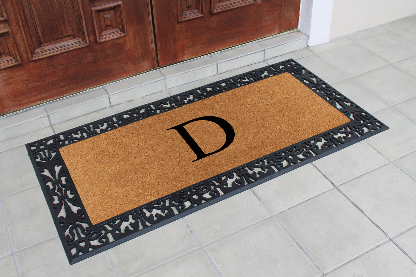 A1HC Natural Coir Monogrammed Outdoor Entrance Door Mat 30X60, Anti-Shed Treated Durable Doormat