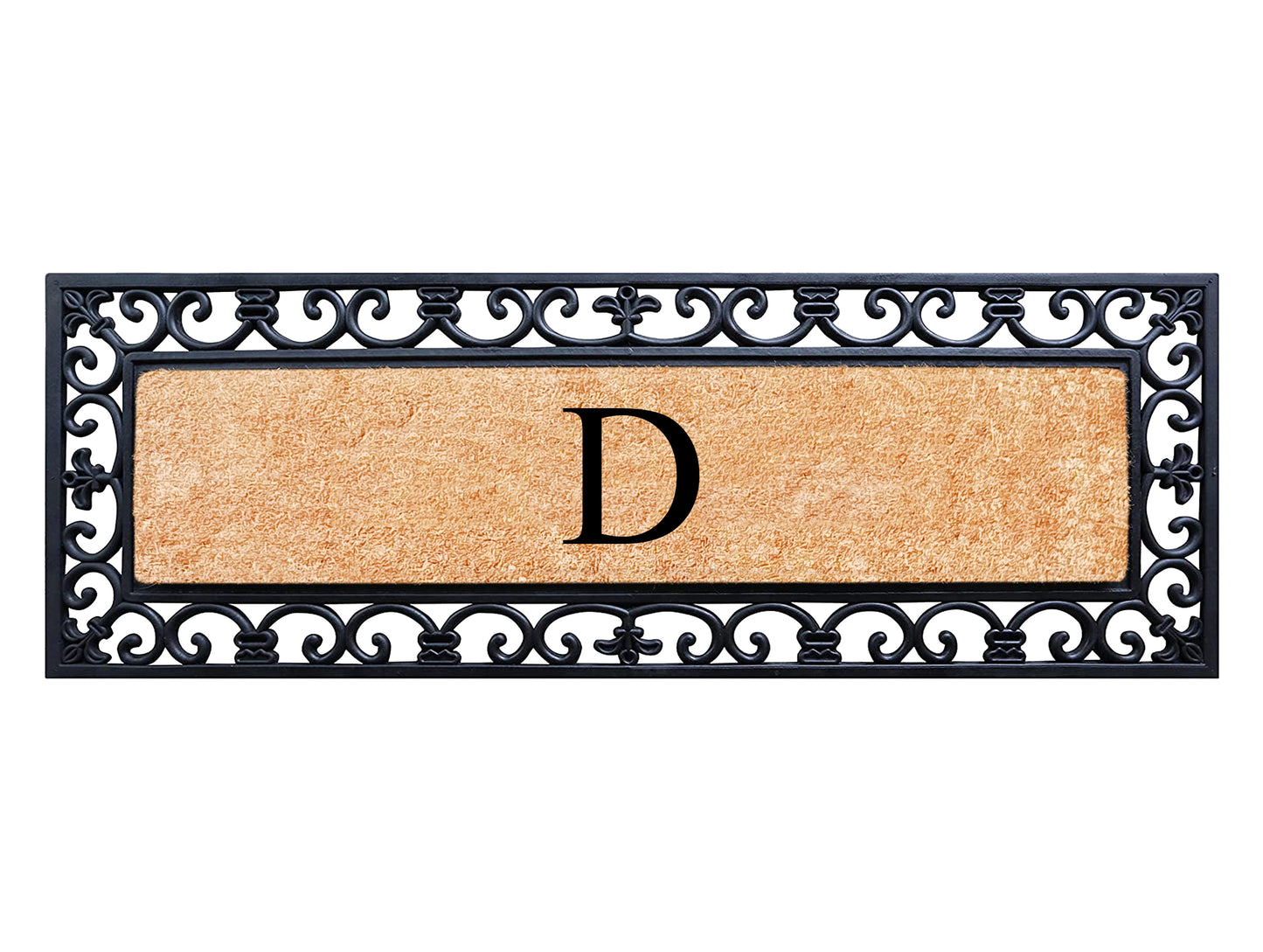 A1HC Rubber Coir Doormat For Outdoor Entrance, Anti-Shed Treated Front Door Mat 18x48, Monogrammed