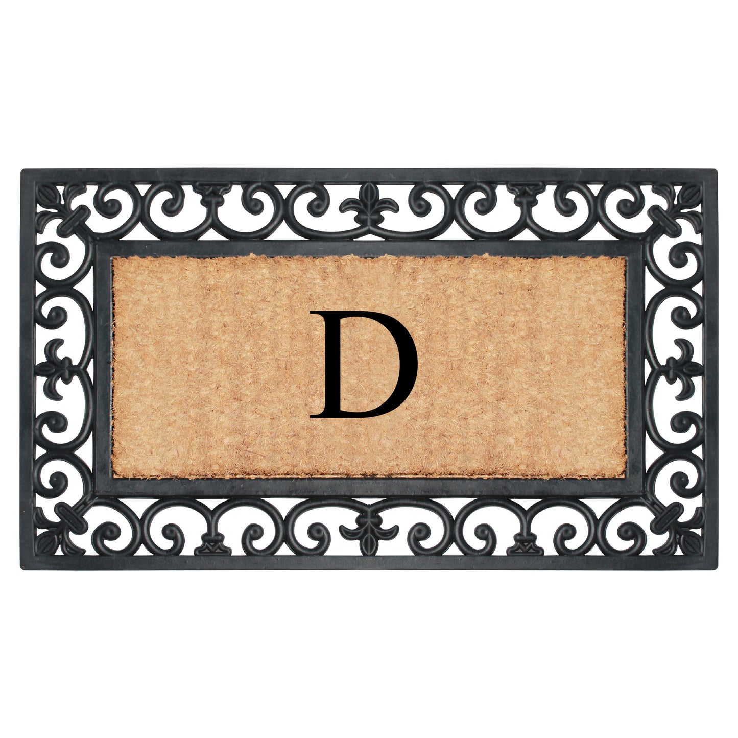 A1HC Natural Rubber & Coir 18x30, Monogrammed Doormat For Outdoor Entrance, Anti-Shed Treated Mat