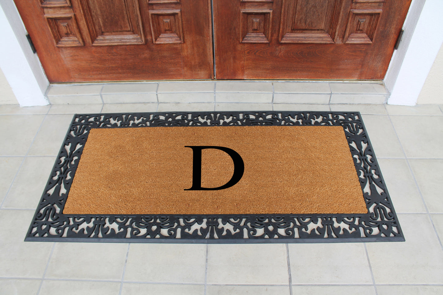 A1HC Natural Coir Monogrammed Outdoor Entrance Door Mat 30X60, Anti-Shed Treated Durable Doormat