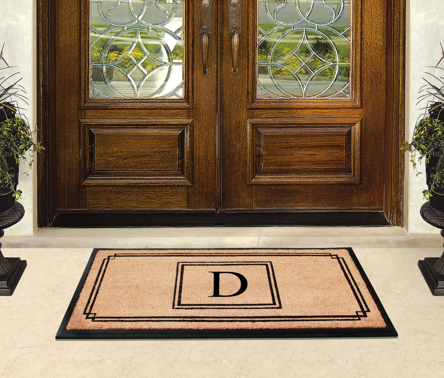 A1HC Natural Coir Monogrammed Heavy Duty Entrance Door Mat 24X48, Anti-Shed Treated Durable Doormat
