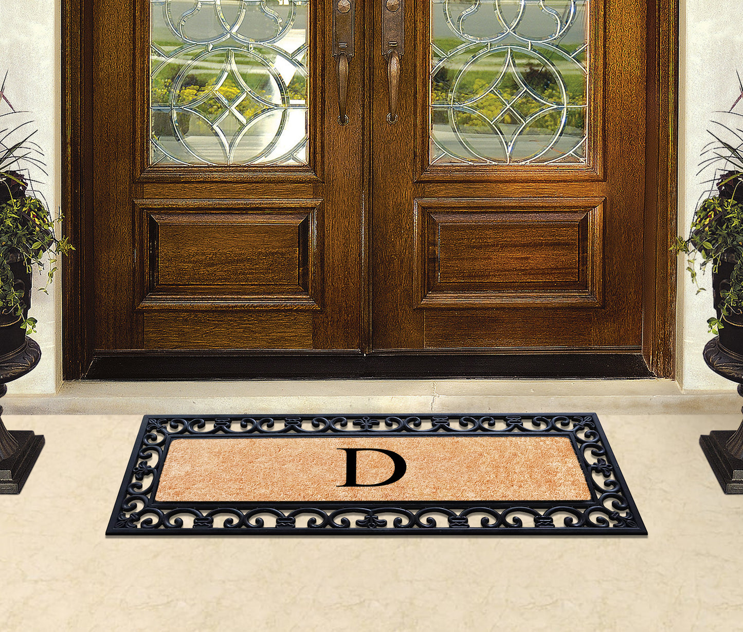 A1HC Rubber Coir Doormat For Outdoor Entrance, Anti-Shed Treated Front Door Mat 18x48, Monogrammed