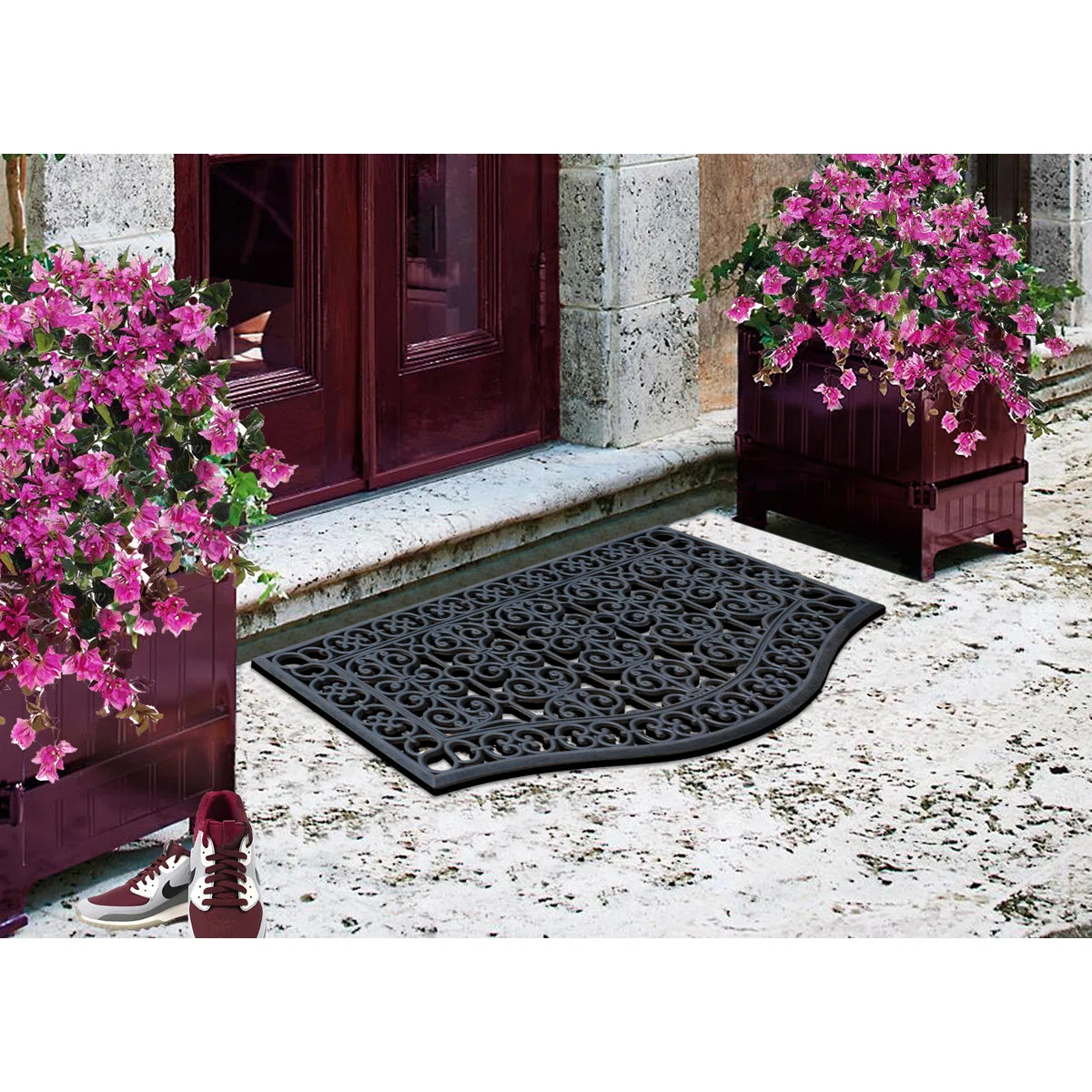 A1HC Large Outdoor Floor Door Mat, 24"X39", Natural Rubber Grill Drainable Design & Anti Fatigue Doormat
